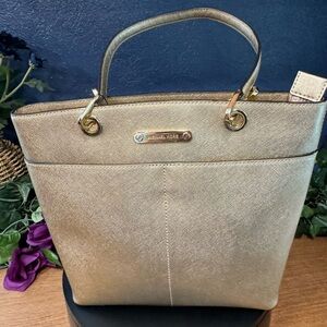 NWOT Michael Kors Leather Gold Tote